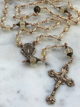 Load image into Gallery viewer, Citrine Rosary - Bronze - Gemstone - Antique Reproduction Medals - wire-wrapped CeCeAgnes
