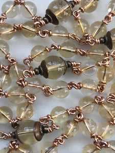 Citrine Rosary - Bronze - Gemstone - Antique Reproduction Medals - wire-wrapped CeCeAgnes