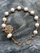 Load image into Gallery viewer, Pearl Bronze Rosary Bracelet - Saint Gerard Our Lady of Perpetual Help
