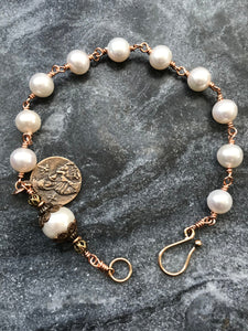 Pearl Bronze Rosary Bracelet - Saint Gerard Our Lady of Perpetual Help