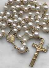 Load image into Gallery viewer, Wedding Rosary - 14K Gold &amp; Freshwater Pearl - Bouquet Rosary
