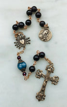 Load image into Gallery viewer, Garnet Pocket Rosary: Bronze Seven Sorrows Chaplet
