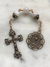 Load image into Gallery viewer, Three Hail Mary Chaplet - First Communion - Moonstone and Bronze CeCeAgnes

