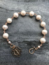 Load image into Gallery viewer, Pearl Bronze Rosary Bracelet - Miraculous Medal
