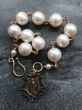 Load image into Gallery viewer, Pearl Bronze Rosary Bracelet - Miraculous Medal
