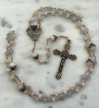 Load image into Gallery viewer, Petite Pastel Gemstone Rosary - Morganite and Bronze - Marian Auspice CeCeAgnes
