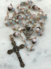 Load image into Gallery viewer, Petite Pastel Gemstone Rosary - Morganite and Bronze - Marian Auspice CeCeAgnes
