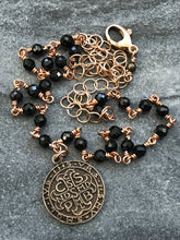 Load image into Gallery viewer, Saint Benedict Beaded Necklace, Black Tourmaline Gemstones and Bronze
