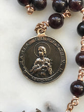 Load image into Gallery viewer, Saint Maria Goretti Rosary: Garnet, Pearl, Bronze Single Decade Tenner
