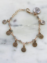 Load image into Gallery viewer, Seven Sorrows Bronze Charm Bracelet - Labradorite Gemstones
