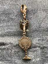 Load image into Gallery viewer, Bag Charm  Catholic Monstrance Zipper Pull - Bronze and Citrine - Blessed Sacrament - Holy Eucharist
