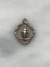 Load image into Gallery viewer, Tiny Miraculous Medal - Bronze  - Antique Reproduction 244 CeCeAgnes Rosary Parts
