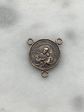 Load image into Gallery viewer, Saint Joseph Rosary Centerpiece - Bronze  - Antique Reproduction 1373C CeCeAgnes Rosary Parts
