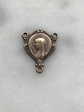 Load image into Gallery viewer, Virgin Mary Rosary Centerpiece - Bronze  - Antique Reproduction 259 CeCeAgnes Rosary Parts
