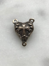Load image into Gallery viewer, Puffy Heart Rosary Centerpiece - Bronze or Sterling Silver - Antique Reproduction 726 CeCeAgnes Rosary Parts
