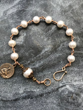 Load image into Gallery viewer, Pearl Bronze Rosary Bracelet - Saint Gerard Our Lady of Perpetual Help
