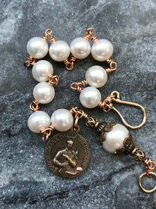 Pearl Bronze Rosary Bracelet - Saint Gerard Our Lady of Perpetual Help