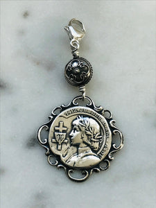 Saint Joan of Arc  Bag Charm - Zipper Pull - All Sterling Silver CeCeAgnes