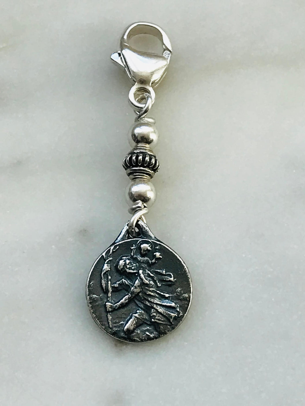 Saint Christopher Bag Charm - Zipper Pull - All Sterling Silver CeCeAgnes