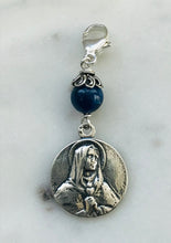Load image into Gallery viewer, Sterling Silver Our Lady of Sorrows Bag Charm: Kyanite Zipper Pull
