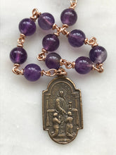 Load image into Gallery viewer, Purple Pocket Rosary - First Communion Tenner - Amethyst and Bronze - Single Decade Rosary CeCeAgnes
