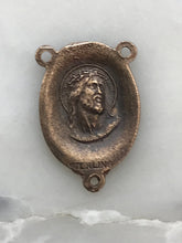 Load image into Gallery viewer, Virgin Mary Rosary Center - Bronze  - Antique Reproduction 367 CeCeAgnes Rosary Parts

