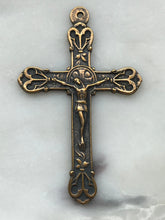 Load image into Gallery viewer, Large Crucifix Pendant - Bronze  - Antique Reproduction 1218 CeCeAgnes Rosary Parts
