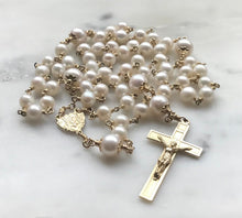 Load image into Gallery viewer, Wedding Rosary - 14K Gold &amp; Freshwater Pearl - Bouquet Rosary

