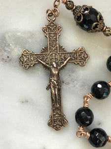 Blessed Sacrament Single Decade Rosary - Onyx and Bronze - Sacred Heart Crucifix - Tenner CeCeAgnes