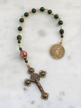 Load image into Gallery viewer, Roses and Jade Single Decade Rosary - Bronze - Miraculous Medal
