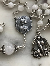 Load image into Gallery viewer, Moonstone Rosary - Sterling Silver - Virgo Maria Center -French Crucifix - Saint Michael Medal CeCeAgnes
