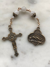 Load image into Gallery viewer, Three Hail Mary Chaplet - Saint Cecilia - Moonstone and Bronze
