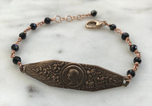 Load image into Gallery viewer, Virgin Mary Bracelet - Black Tourmaline Gemstones - Bronze
