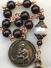 Load image into Gallery viewer, Saint Maria Goretti Rosary: Garnet, Pearl, Bronze Single Decade Tenner
