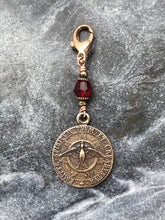 Load image into Gallery viewer, Bag Charm Holy Spirit Zipper Pull - Confirmation Gift - Bronze and Red Crystal
