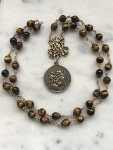 Saint Anthony Chaplet - Bronze - Tiger Eye CeCeAgnes