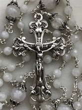 Load image into Gallery viewer, Moonstone Rosary - Sterling Silver - Virgo Maria Center -French Crucifix - Saint Michael Medal CeCeAgnes
