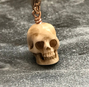 Bag Charm  Memento Mori Zipper Pull - Ox Bone Skull