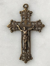 Load image into Gallery viewer, Fleur de Lis Crucifix Pendant: 813 Antique French Bronze
