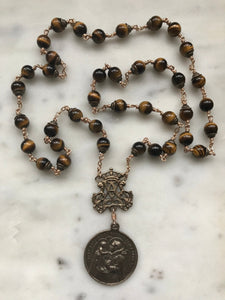 Saint Anthony Chaplet - Bronze - Tiger Eye CeCeAgnes