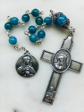 Load image into Gallery viewer, Passion rosary - Apatite and Sterling Silver - Our Lady of Sorrows CeCeAgnes
