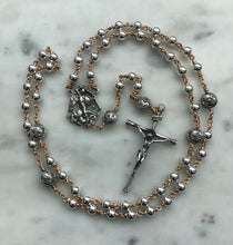 Load image into Gallery viewer, Mixed Metal Saint Michael Rosary - Sterling  Silver and Bronze - Spanish Crucifix - Wire-Wrapped
