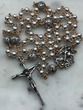 Load image into Gallery viewer, Mixed Metal Saint Michael Rosary - Sterling  Silver and Bronze - Spanish Crucifix - Wire-Wrapped
