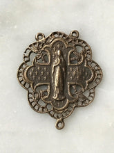 Load image into Gallery viewer, Mary with Stars Rosary Center: 1141 Bronze Antique Reproduction
