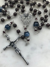 Load image into Gallery viewer, Garnet and Kyanite Gemstone Rosary - Sterling Silver - Reproductions of Antique Medals CeCeAgnes
