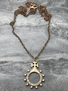 Rosary Ring Solid Bronze Necklace