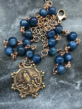 Load image into Gallery viewer, Rosary Necklace- OL of Fatima, Kyanite Gemstones and Bronze
