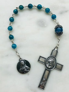 Passion rosary - Apatite and Sterling Silver - Our Lady of Sorrows CeCeAgnes