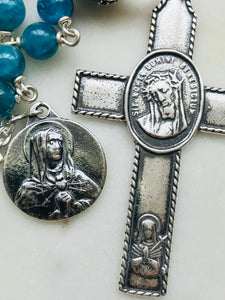 Passion rosary - Apatite and Sterling Silver - Our Lady of Sorrows CeCeAgnes