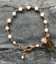 Load image into Gallery viewer, Moonstone Rosary Bracelet - Miraculous Medal - Solid Bronze
